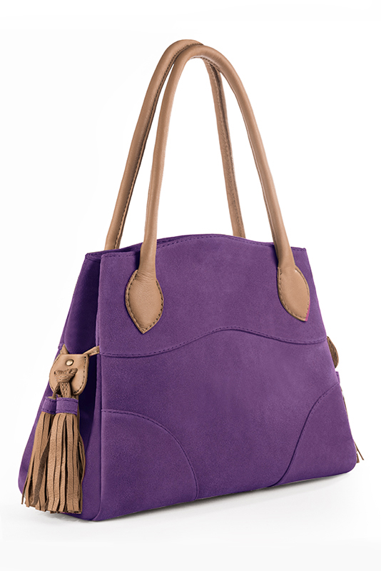 Amethyst purple women's dress belt, matching pumps and bags. Made to measure. Worn view - Florence KOOIJMAN